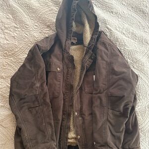 Carhartt Dark Brown Sherpa Lined Hooded Jacket
